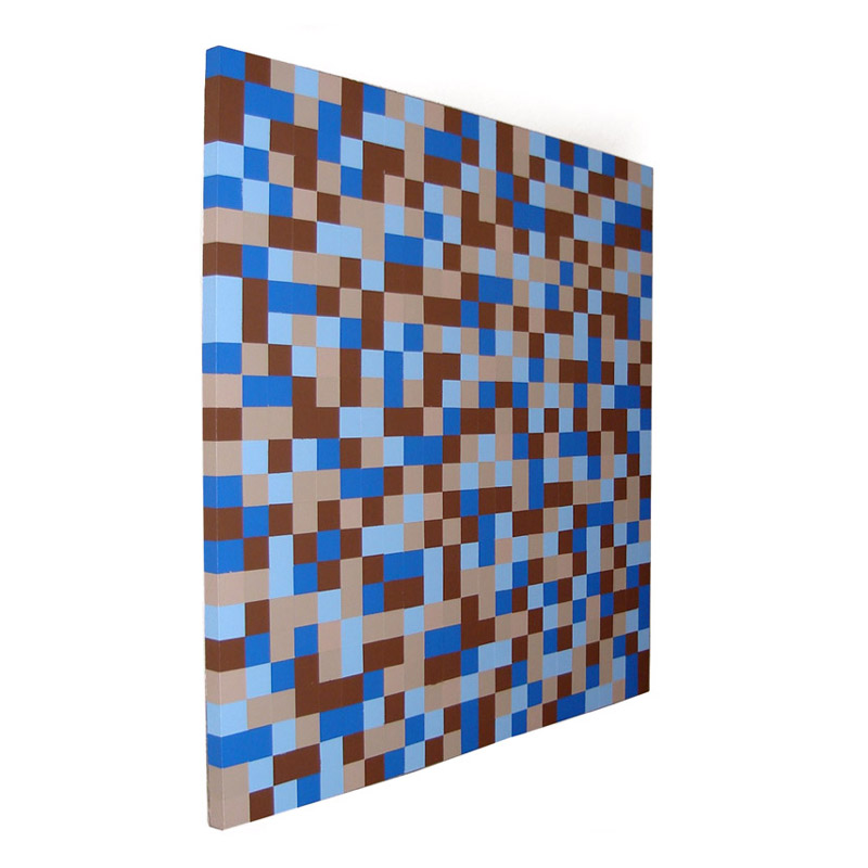 Original Blue and Brown Modern Squares Painting