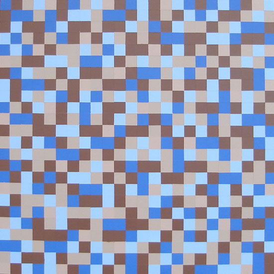 Blues and Brown Squares Painting
