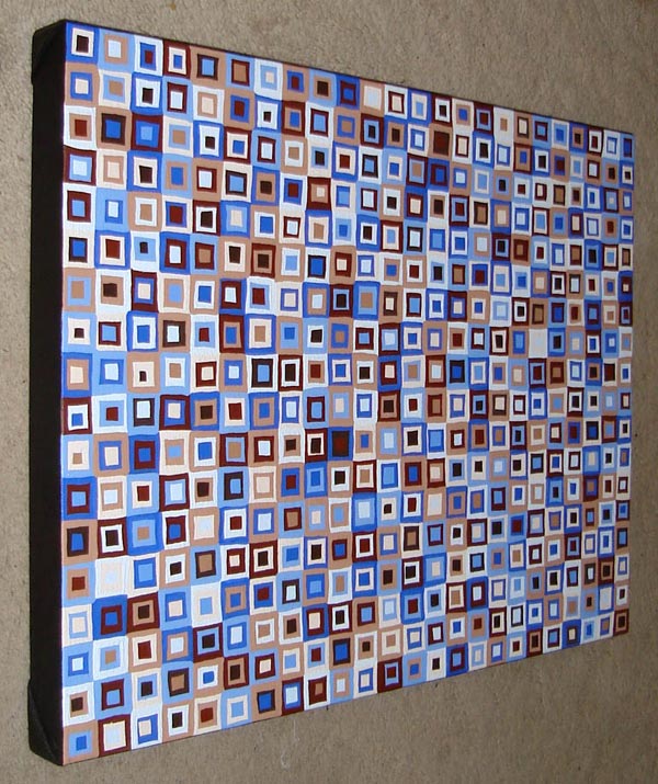 Original Blue And Tan Modern Squares Within Painting