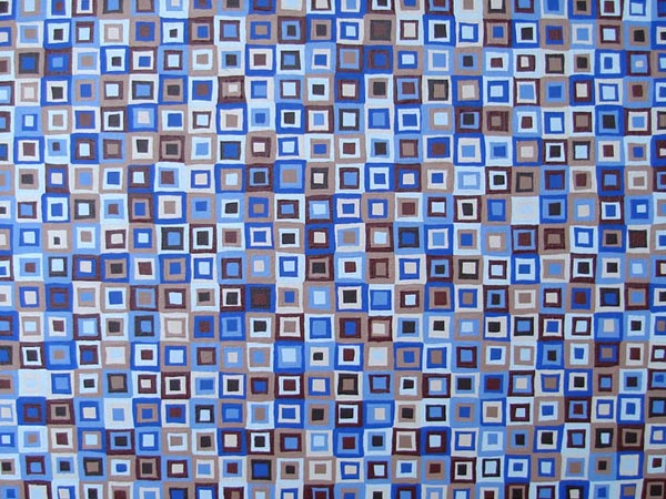 Modern Blue, Brown and Tans Optical Squares Painting