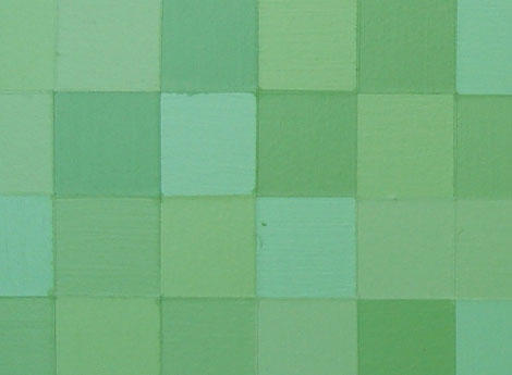 Green Pop Art Squares Painting Close-Up