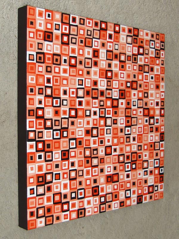 Original Modern Squares Orange and Black Painting