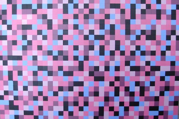 Pink, Blue and Black Squares Painting Painting