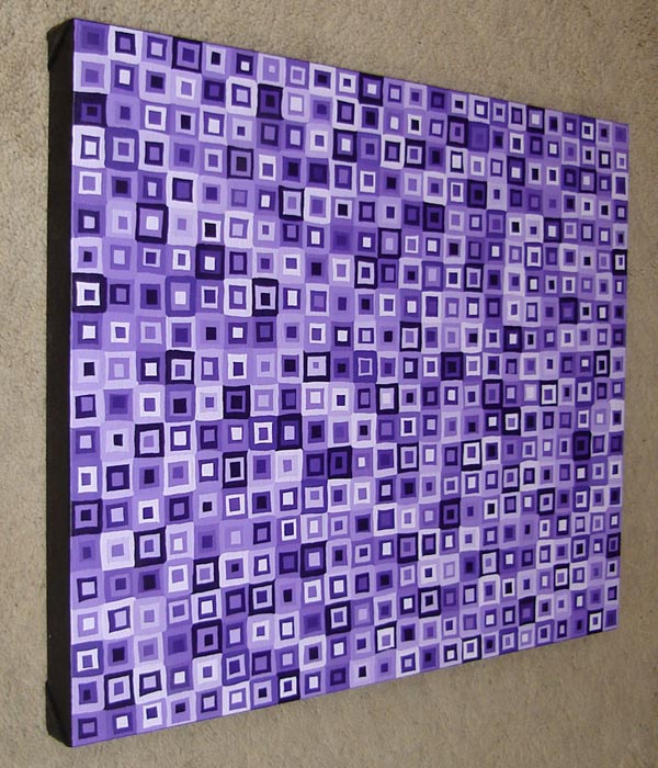 Original Shades of Purple Modern Optical Painting