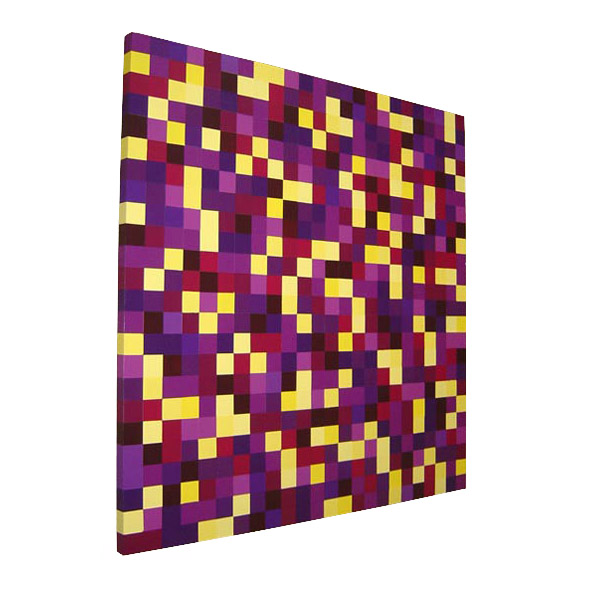 Modern Abstract Squares Painting Purple and Yellow