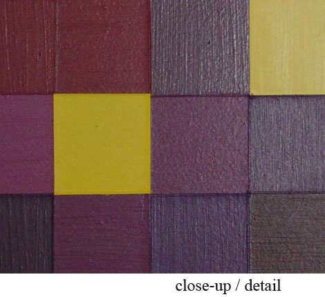 Purple and Yellow Squares Painting Close-Up