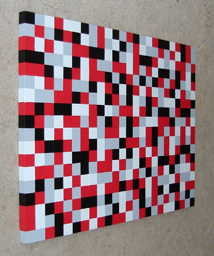 Original Red, Black and White  Pop Art Squares Painting