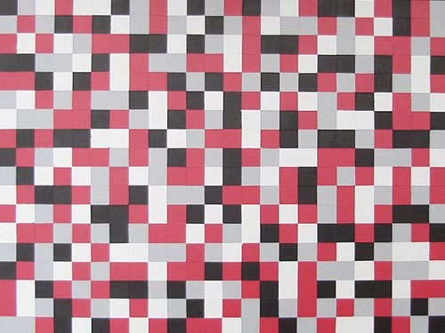 Red, Black and White Squares Painting Painting