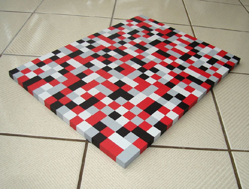 Red, Black and White Squares Painting Painting