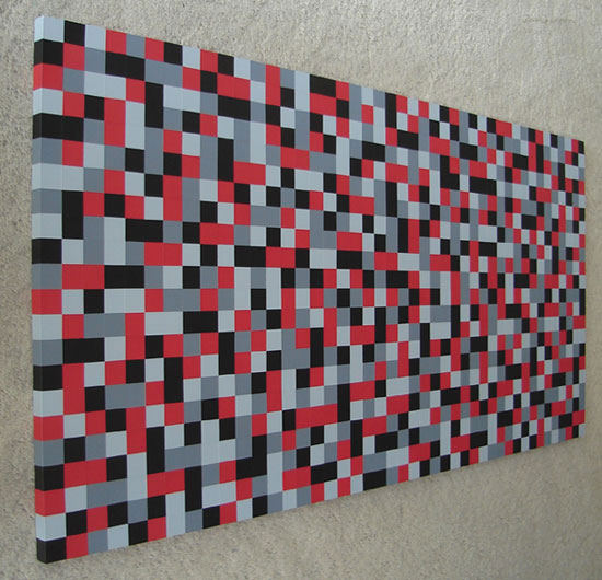 Original Red, Black and Grey Modern Squares Painting