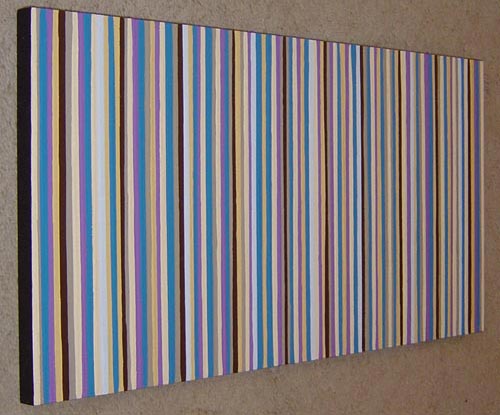 Original Blue, Purple and Beige Modern Stripes Painting