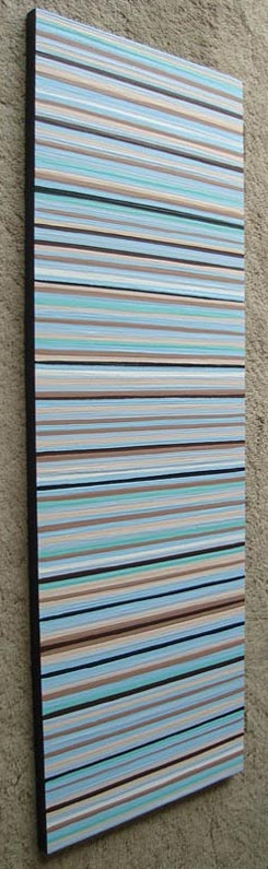 Light Aqua & Chocolate Striped Painting