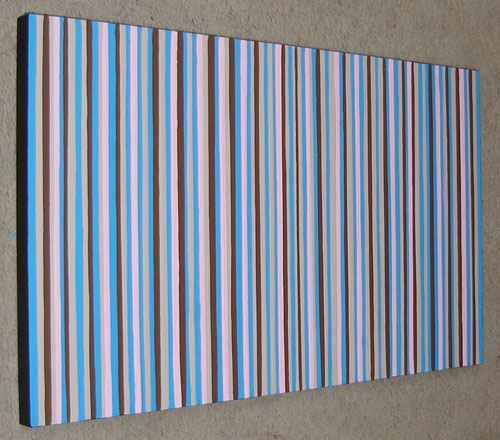 Original Blue, Brown and Pink Stripes Painting