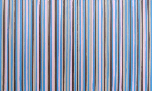 Blue, Brown and Pink Modern Stripes Painting