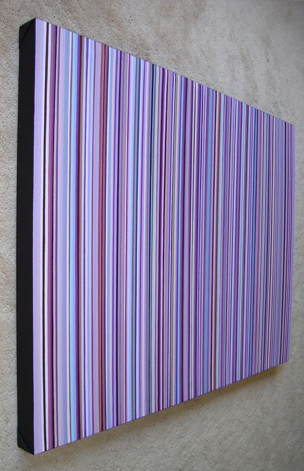 Huge Painting With Purple, Blue And Plum Tones - Stripes Wall Art