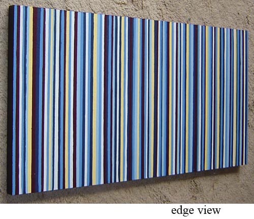 Original Blue, Burgandy and Yellow Stripes Painting