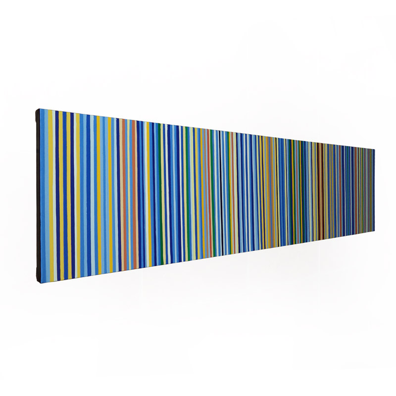 Original Stripes Wall Art Blue And Yellow Painting