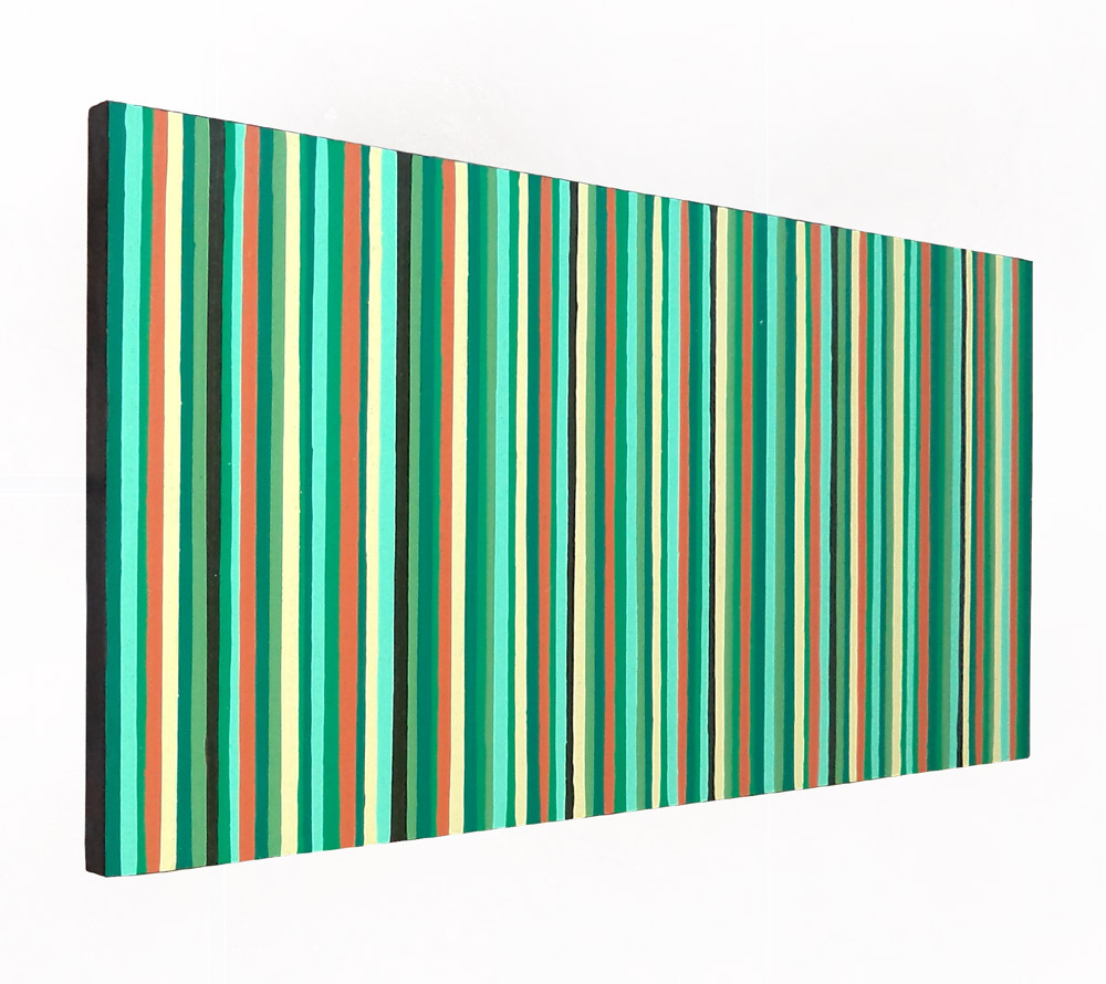 Green And Orange Stripes Painting Modern Decor