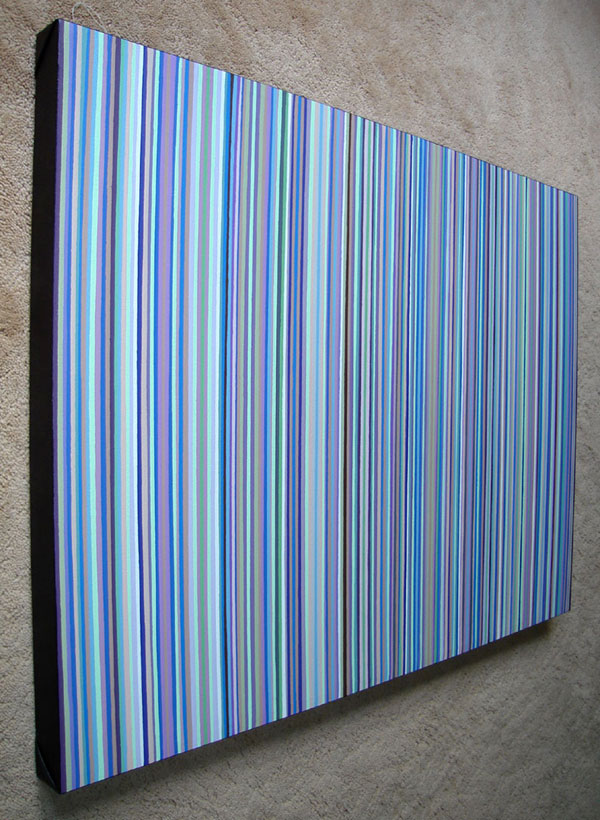 Huge Stripes Painting Green And Purple Striped Wall Art
