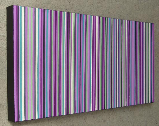 Original Green and Deep Violet Stripes Painting