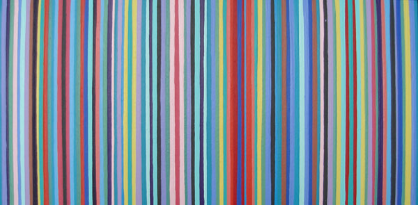 Modern Orange, Green, Aqua Stripes Stripes Painting