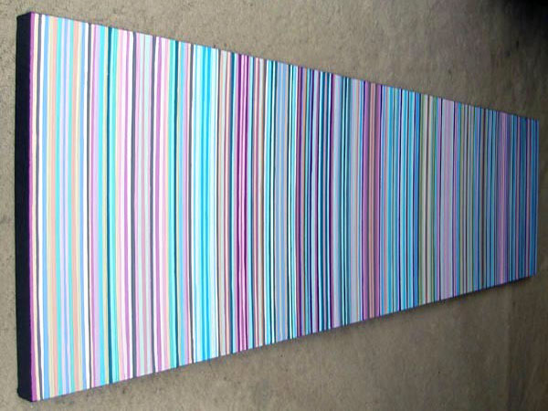 Huge Stripes Painting Pink And Blue Striped Wall Art