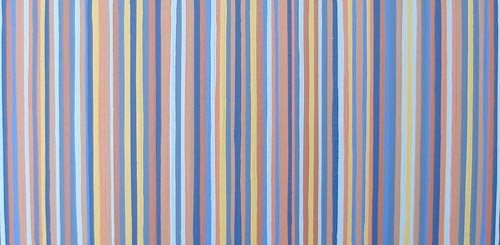 Orange, Blue and Yellow Modern Stripes Painting
