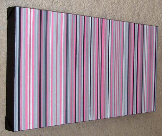 Original Pink and Grey Stripes Painting
