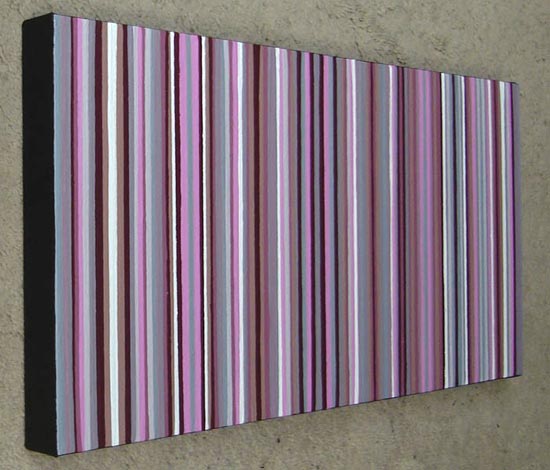 Original Pink, Burgandy and Grey Stripes Painting