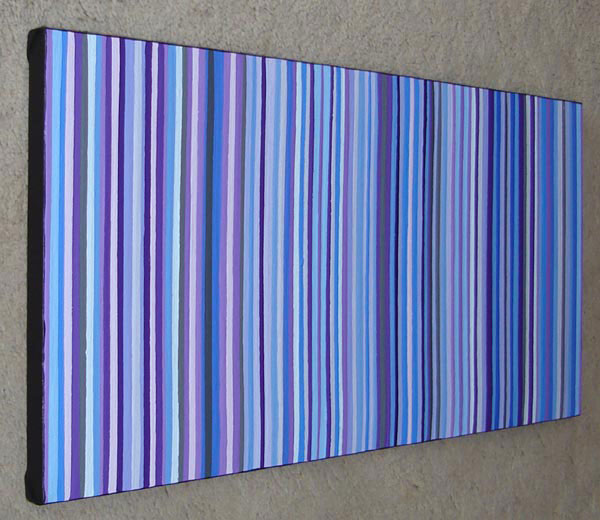 Original Modern Shades of Purple and Blue Stripes Painting