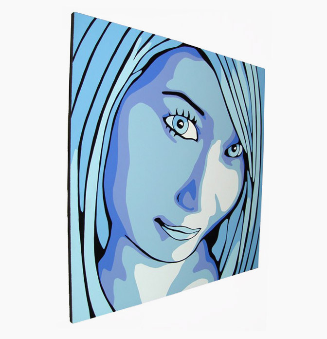 Shades of Blue Modern Art Portrait Painting