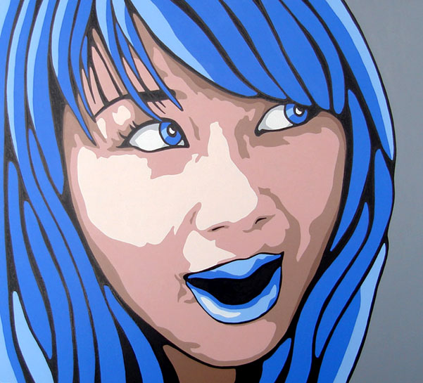 Original Blue Expression Modern Portrait Painting