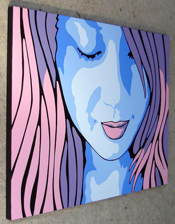Blue, Purple and Pink Pop Art Portrait Painting