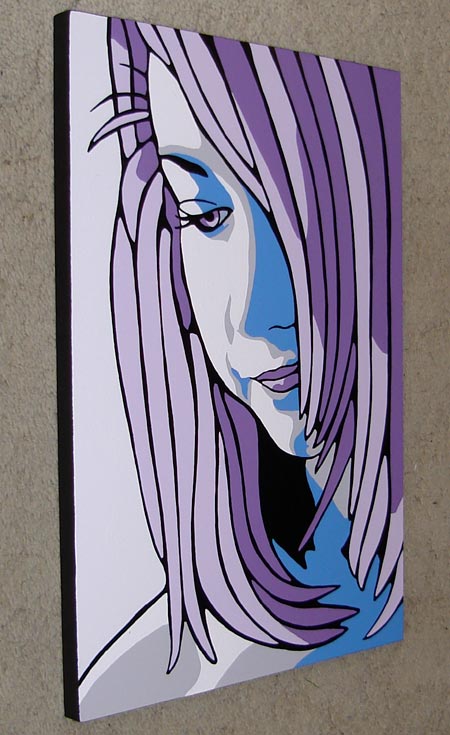 Purple Hair Pop Art Portrait Painting