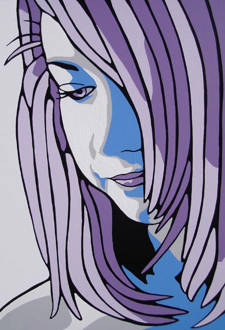 Original Pop Art Portrait Painting | Purple With Blue Shadows
