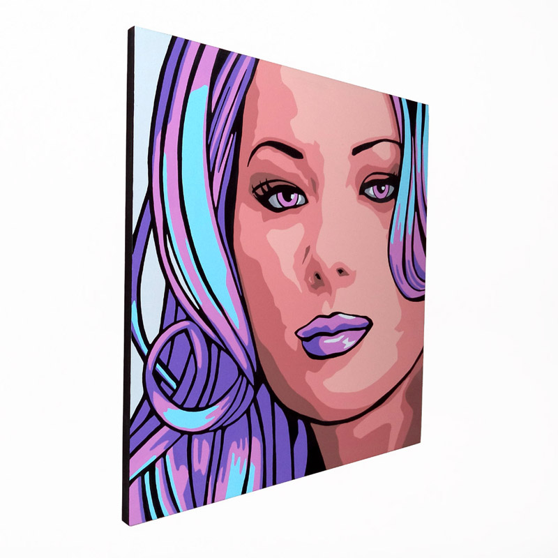 Purple, Pink and Blue Pop Art Portrait Painting