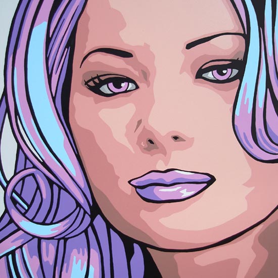 Original Pop Art Portrait Painting For Sale | Purple, Pink and Blue