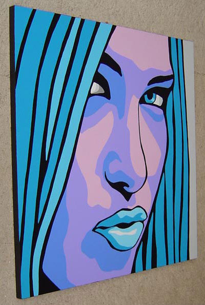 Blue and Purple Pop Art Portrait Painting
