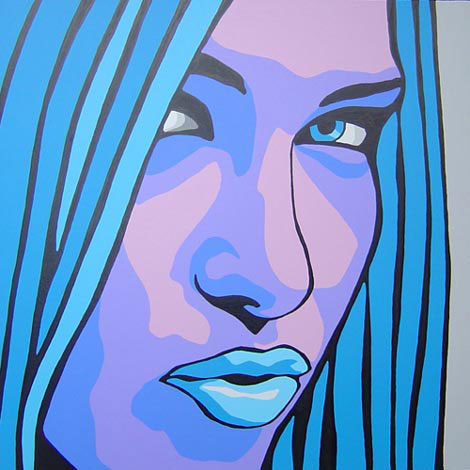 Blue and Purple Pop Art Portrait Painting