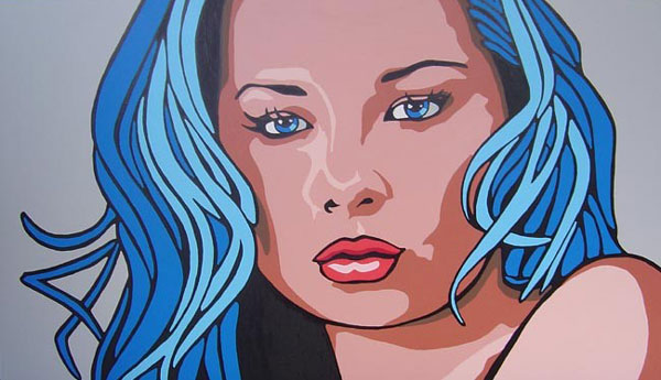Blue Hair Pop Art Portrait Painting