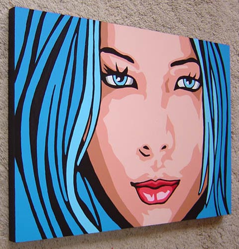 Original Cherie Blue Portrait Painting Edge View