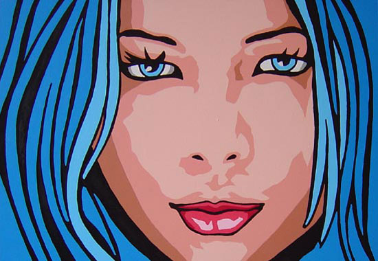 Original Cherie Blue Pop Art Portrait Painting