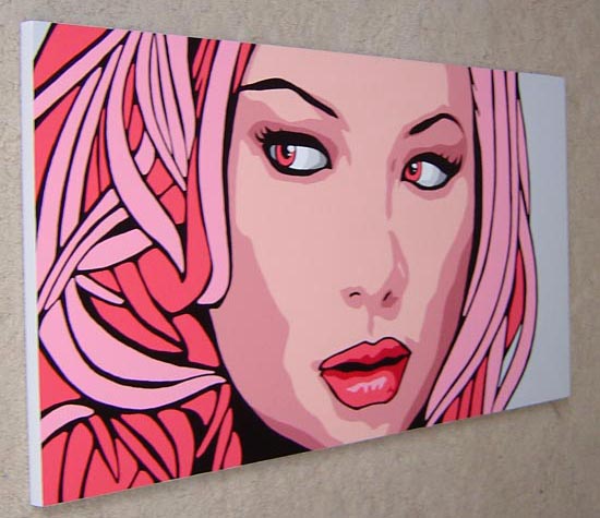 Cherie Pink Pop Art Portrait Painting