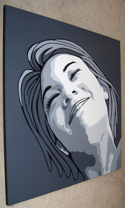 Black and White Modern Art Portrait Painting