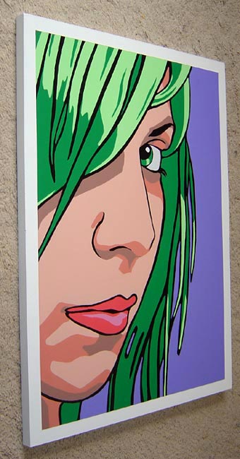 Green Profile Pop Art Portrait Painting