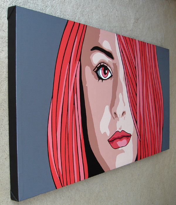 Original Pop Art Painting | Red and Pink Portrait