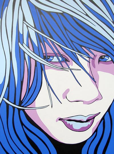 Kate Blue and Magenta Pop Art Portrait Painting