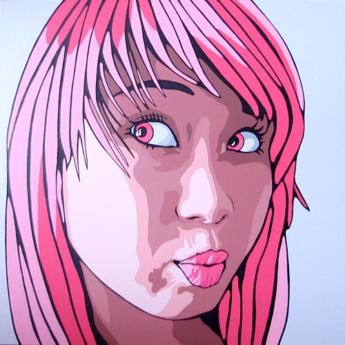 Pink Pucker Pop Art Portrait Painting