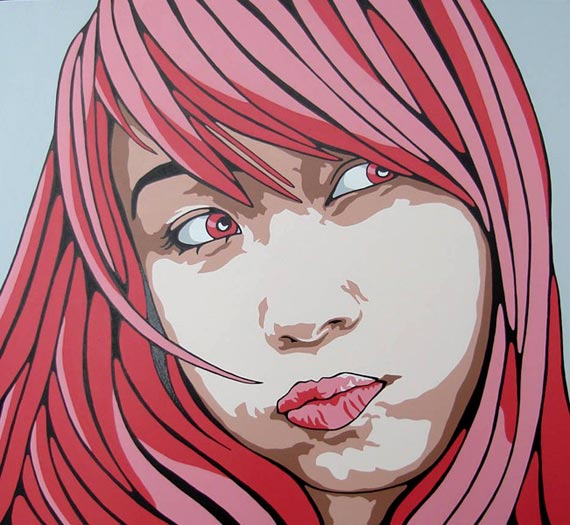 Red Pucker Pop Art Portrait Painting