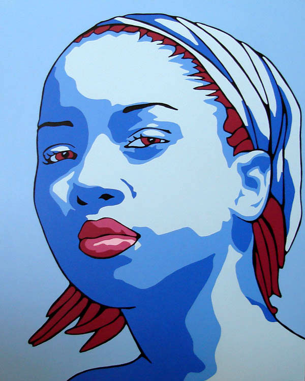 Blue Portrait With Magenta Highlights